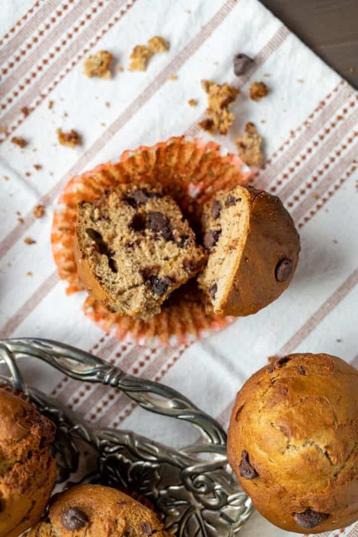 opened muffin on the table.