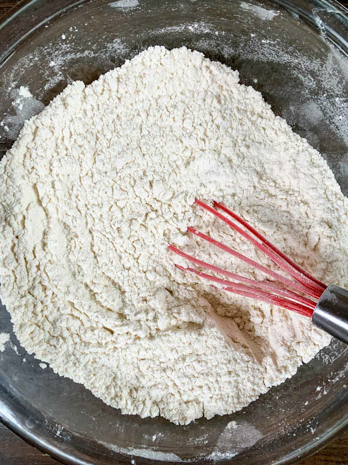 all purpose flour in the bowl.