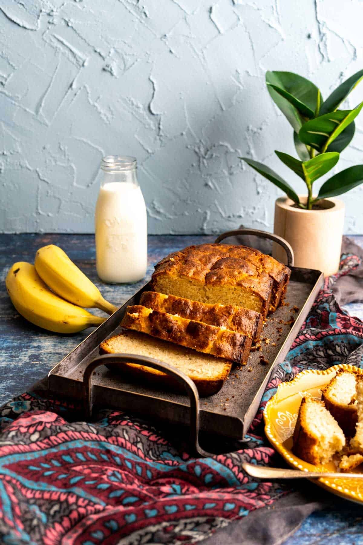 close shot of the four ingredient banana bread.