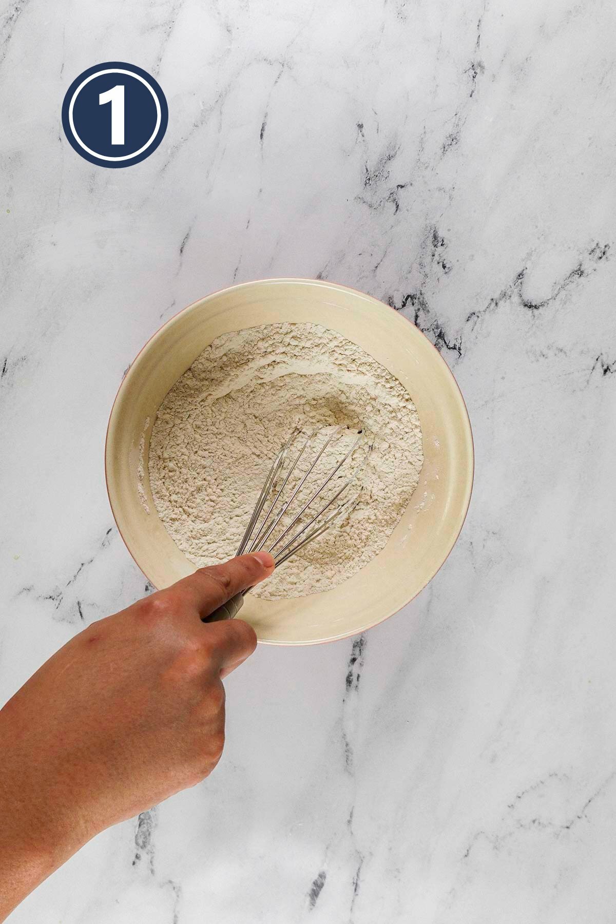 whisking the all purpose flour, baking soda and salt in a medium sized bowl.